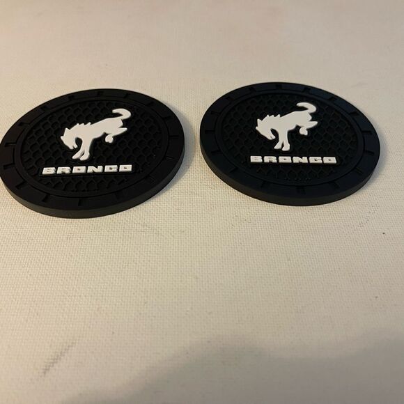 Bronco Car Cup Holder Coasters with logo set of 2 NWT - Picture 2 of 4